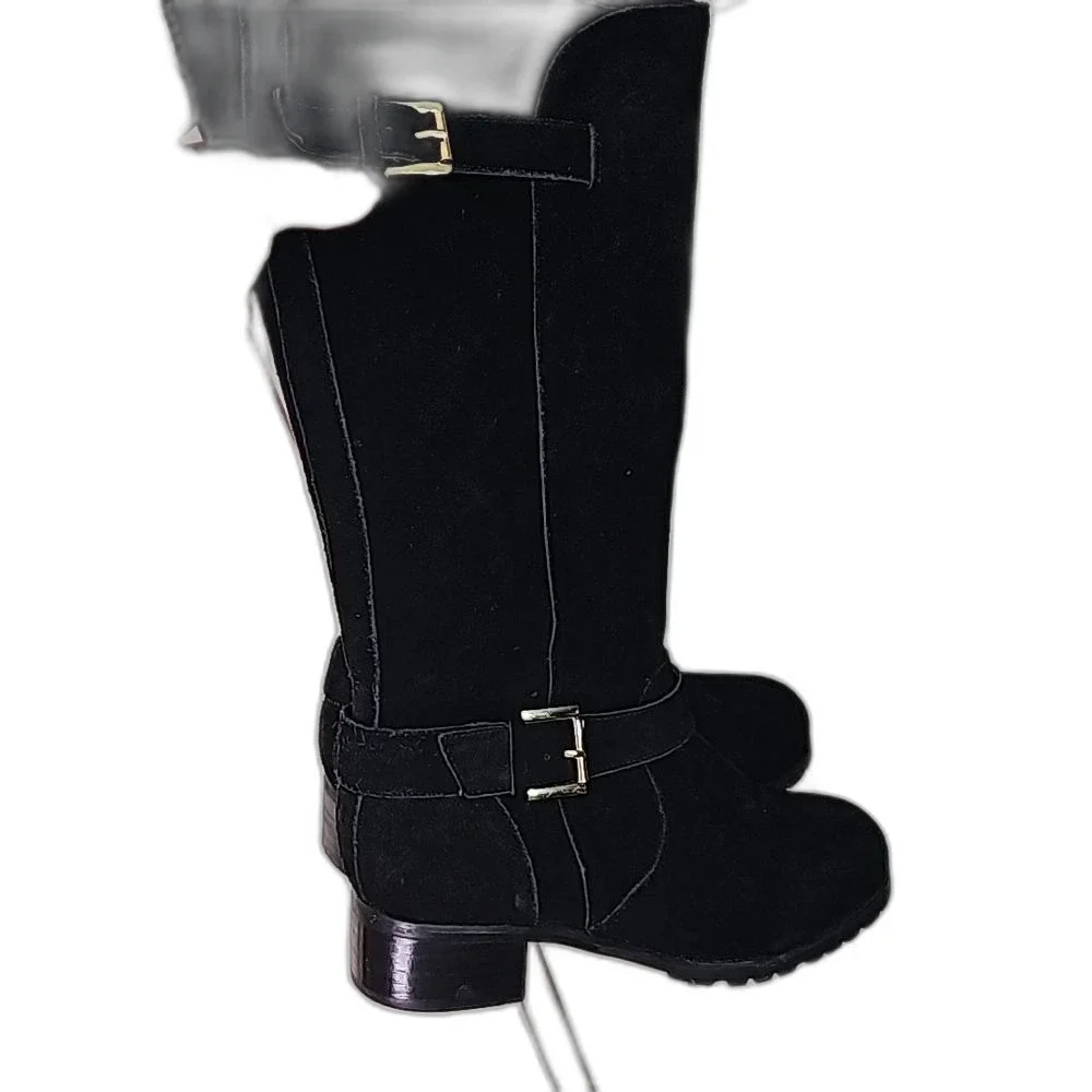 Campus Boots Black Suede Silvertone Hardware Size 7
